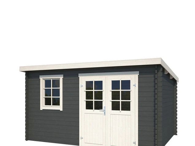 Outdoor Life Blokhut Amira Carbon Grey-Wit 380 x 175 cm 28 mm - Afbeelding 1